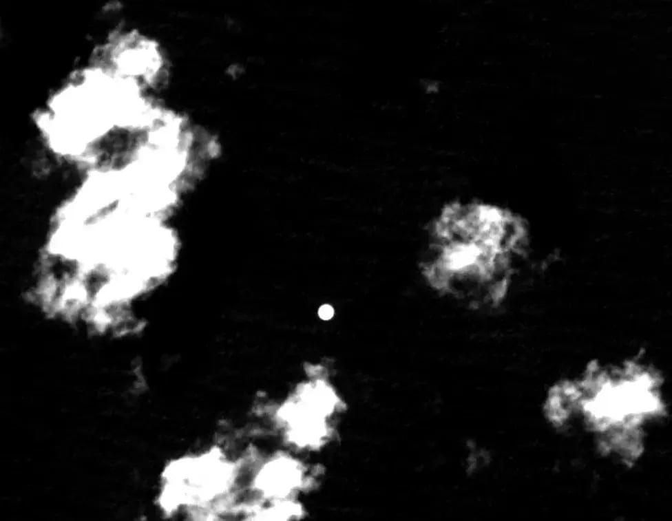 processed satellite image of balloon approaching Japan